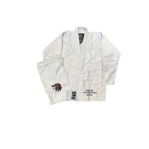 Bjj Jiu Jitsu Gi Kimono By Gitana Fightwear White "Where Champions Roam" Size A1